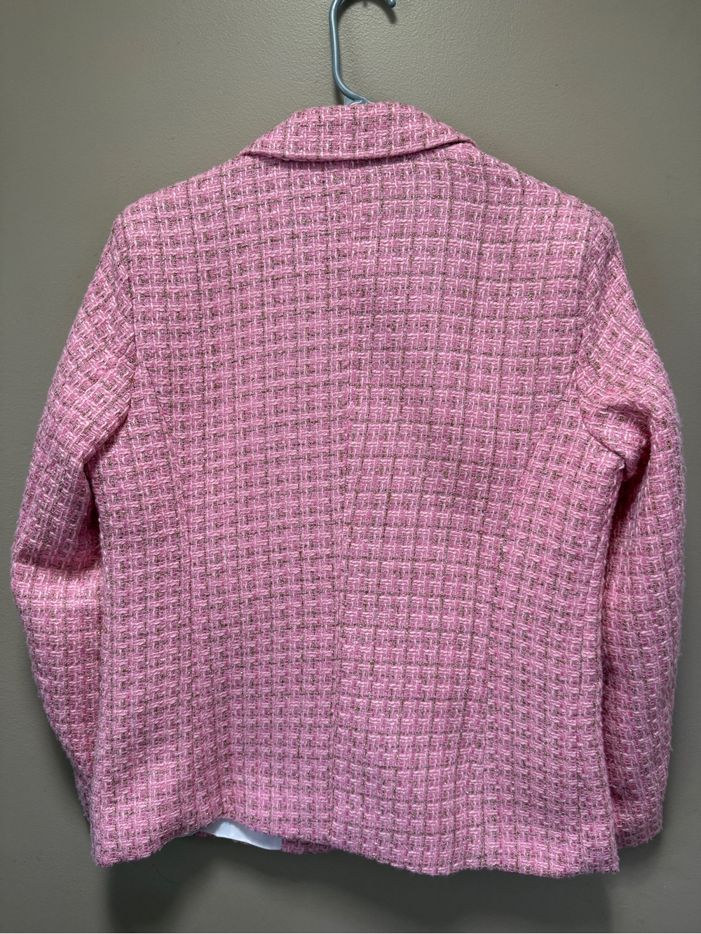 Pink Tweed Double-Breasted Women's Blazer Jacket - Picture 2 of 11